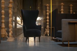 Fotel uszak SKAGEN welur